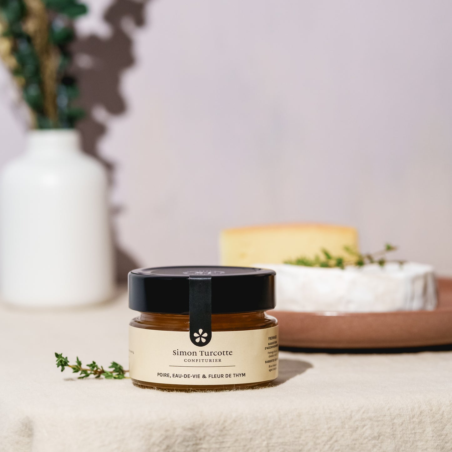 Confiture à fromage Poire, eau-de-vie, fleur de thym - 125 ml